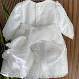 Long Sleeve Baptismal Dress for Baby Girl PONTO POR PONTO 5907