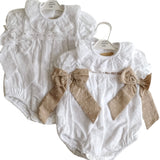 Pagliaccetto Mezza Manica In Cotone Con Fiocchi Neonata BABY FASHION 624.4