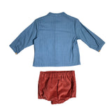 DEL SUR 1875 Baby-Jungenanzug mit Samt-Bermudashorts und Hemd