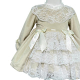 Langärmliges Samtkleid mit blauem Culotte für Baby-Mädchen MIMOSA NARCISO