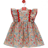 Abito Smanicato In Cotone Fantasia Floreale Bambina DEL SUR 0565