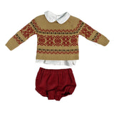 Completo Tre Pezzi Con Bermuda In Velluto Neonato YOEDU 0202