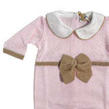 Tutina Intera In Filo Rosa Con Fiocco Neonata BEBE' MARGO' B03140