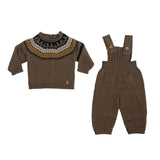Set aus Latzhose und Pullover aus brauner Wolle für Neugeborene WEDOBLE I2308310A