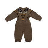 Set aus Latzhose und Pullover aus brauner Wolle für Neugeborene WEDOBLE I2308310A