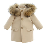 Cappotto In Panno Con Cappuccio Con Pelliccia Neonato BUFI M0466A