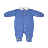 Tutina Intera In Lana 100% Con Orsetto Bluette Neonato BIMBALO' 6783