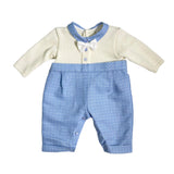Einteiliger Spielanzug aus Wollmischung, Creme und Hellblau für Neugeborene NINNAOH I23241TNP