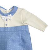 Einteiliger Spielanzug aus Wollmischung, Creme und Hellblau für Neugeborene NINNAOH I23241TNP