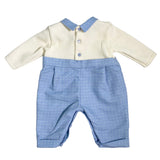 Einteiliger Spielanzug aus Wollmischung, Creme und Hellblau für Neugeborene NINNAOH I23241TNP