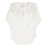 Body In Caldo Cotone Con Collo Rouche In Pizzo Neonata CONDOR 54451