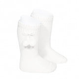 Calze Lunghe Perle' In Cotone Con Pom Pon Neonato CONDOR 2504