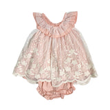 Ärmelloses Kleid mit rosa Tüll-Culottes für Mädchen Valentina Bebes KTM3