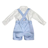 Completo Elegante Con Salopette Camicia e Papillon Celeste Neonato NINNAOH E23CM615