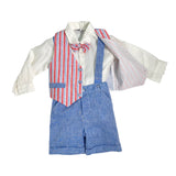 Completo In Misto Lino Con Bermuda Camicia E Panciotto A Righe Neonato NINNAOH E22298