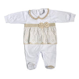 Tutina Intera In Cotone Con Balza In Pizzo San Gallo Neonata LA SARTORIA DEI PICCOLI LT102
