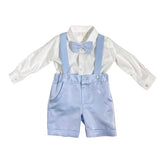 Completo Elegante Con Salopette Camicia e Papillon Celeste Neonato NINNAOH E23CM615