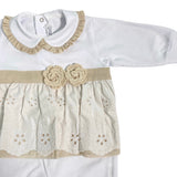 Tutina Intera In Cotone Con Balza In Pizzo San Gallo Neonata LA SARTORIA DEI PICCOLI LT102