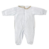 Tutina Intera In Cotone Con Balza In Pizzo San Gallo Neonata LA SARTORIA DEI PICCOLI LT102