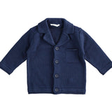 Cardigan In Misto Lana Blu Neonato Minibanda K612 - MINIBANDA - LuxuryKids