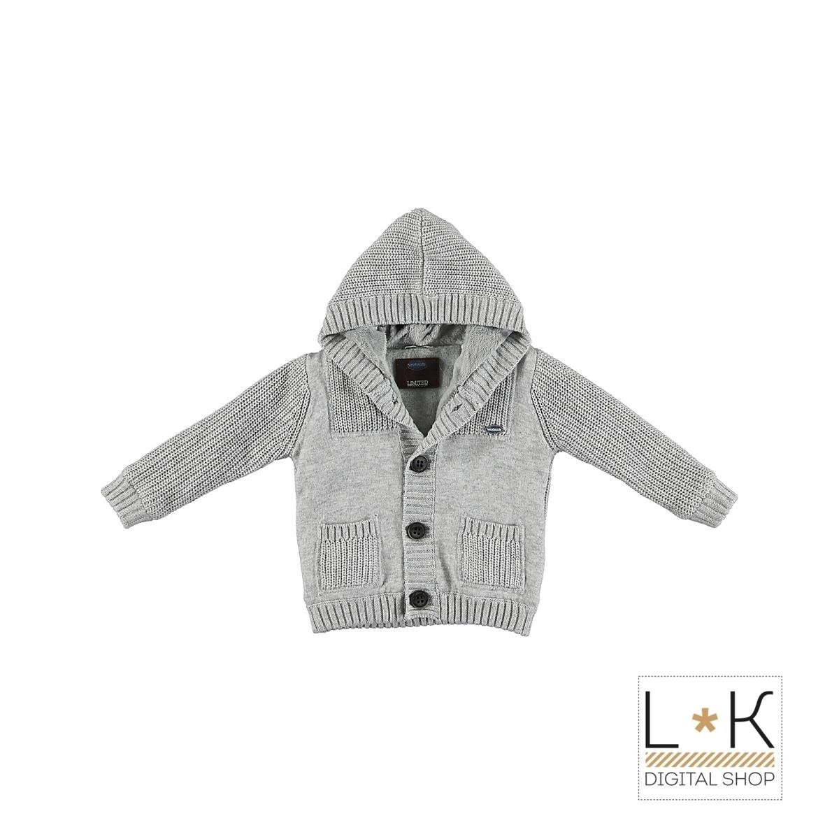 Cardigan in Misto Lana con Cappuccio Grigio Bambino Sarabanda N105 - SARABANDA - LuxuryKids
