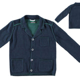 Cardigan In Misto Lana Con Tasche Blu Bambino Sarabanda K102 - SARABANDA - LuxuryKids