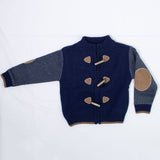 Cardigan In Misto Lana Con Zip Blu Con Alamari Neonato Dr Kid 501 - DR.KID - LuxuryKids