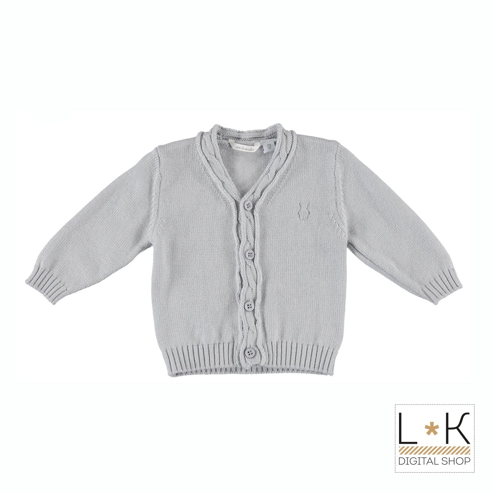 Cardigan in Misto Lana Grigio Neonato Minibanda R616 - MINIBANDA - LuxuryKids