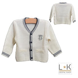 Cardigan in misto Lana Panna Neonato Minibanda D643 - MINIBANDA - LuxuryKids