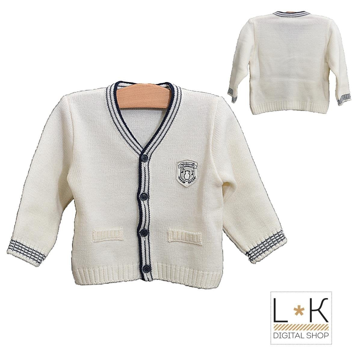 Cardigan in misto Lana Panna Neonato Minibanda D643 - MINIBANDA - LuxuryKids