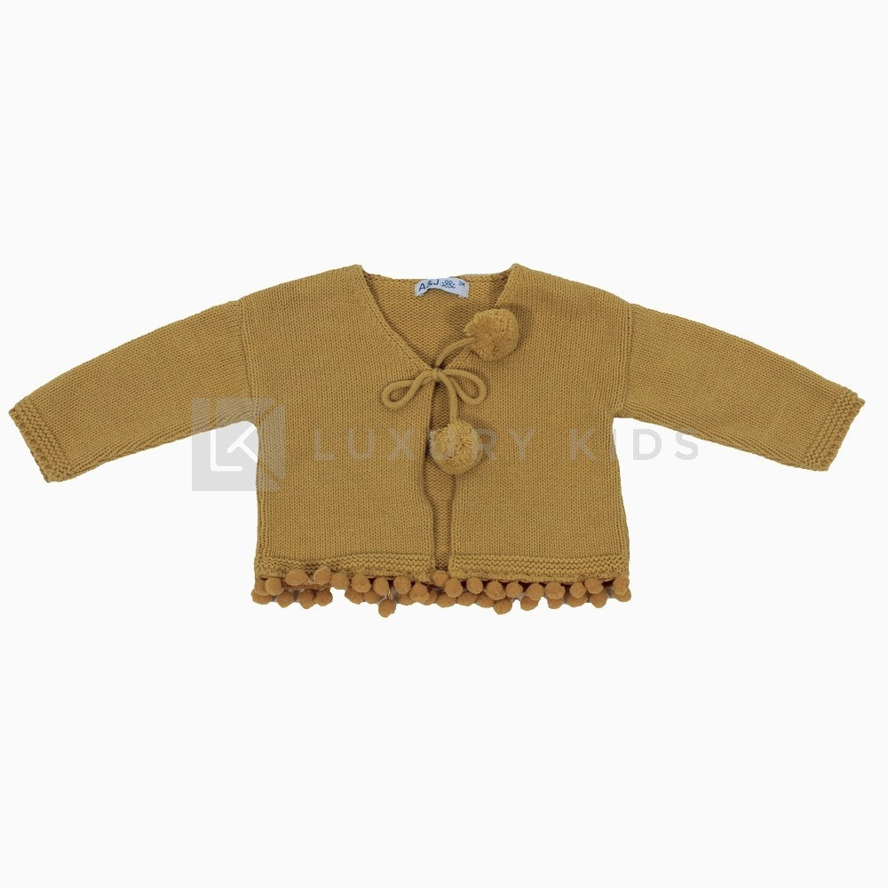 Cardigan In Tinta Unita Senape Neonata A&J 535 - A&J - LuxuryKids