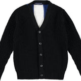 Cardigan Misto Lana Blu e Nero Bambino Manuell&Frank MF4156B - MANUELL&FRANK - LuxuryKids