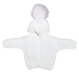 Cardigan Misto Lana Cappuccio Pompon Neonato Manuel&Frank MF4165I - MANUELL&FRANK - LuxuryKids