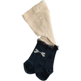Collant Caldo Cotone stretch bicolor Blu Panna per Neonata MINIBANDA 1346 - SARABANDA - LuxuryKids