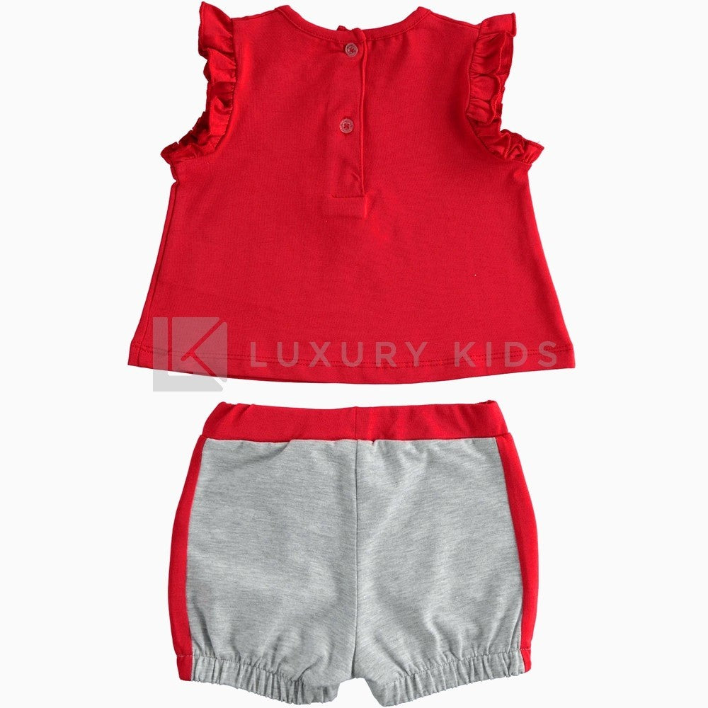 Completini Pratici Corti In Cotone con Stelle Per Bambina Sarabanda J754 - SARABANDA - LuxuryKids