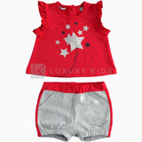 Completini Pratici Corti In Cotone con Stelle Per Neonata Sarabanda J754 - SARABANDA - LuxuryKids