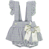 Completo 3 Pezzi Con Salopette Verde A Quadretti Neonata ALEXIA AL2066I - ALEXIA - LuxuryKids