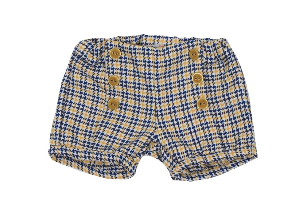 Completo Caldo Cotone Maglia con Shorts Panna Pie de Poul Senape Blu Bambina Dr Kids 339 - DR.KID - LuxuryKids