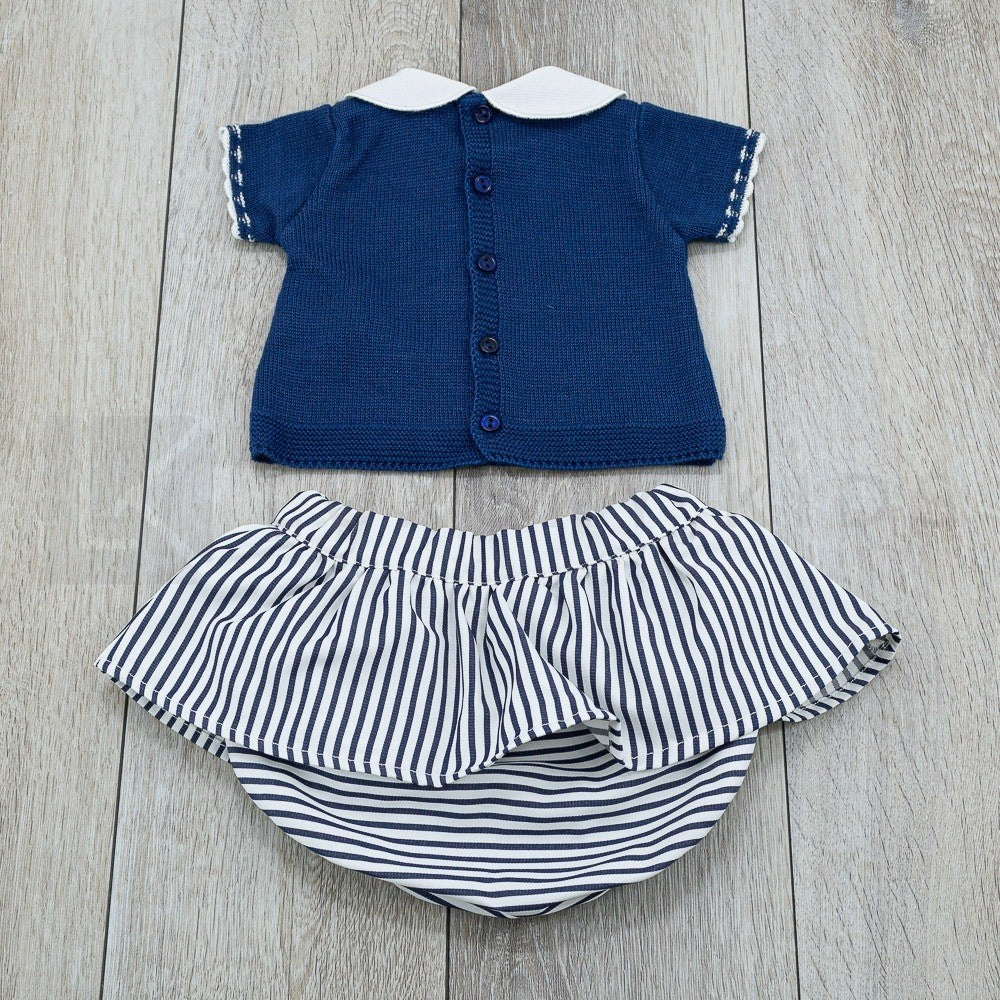 Completo con culotte a righe Nascita Neonata  Blu A&J 208 - A&J - LuxuryKids
