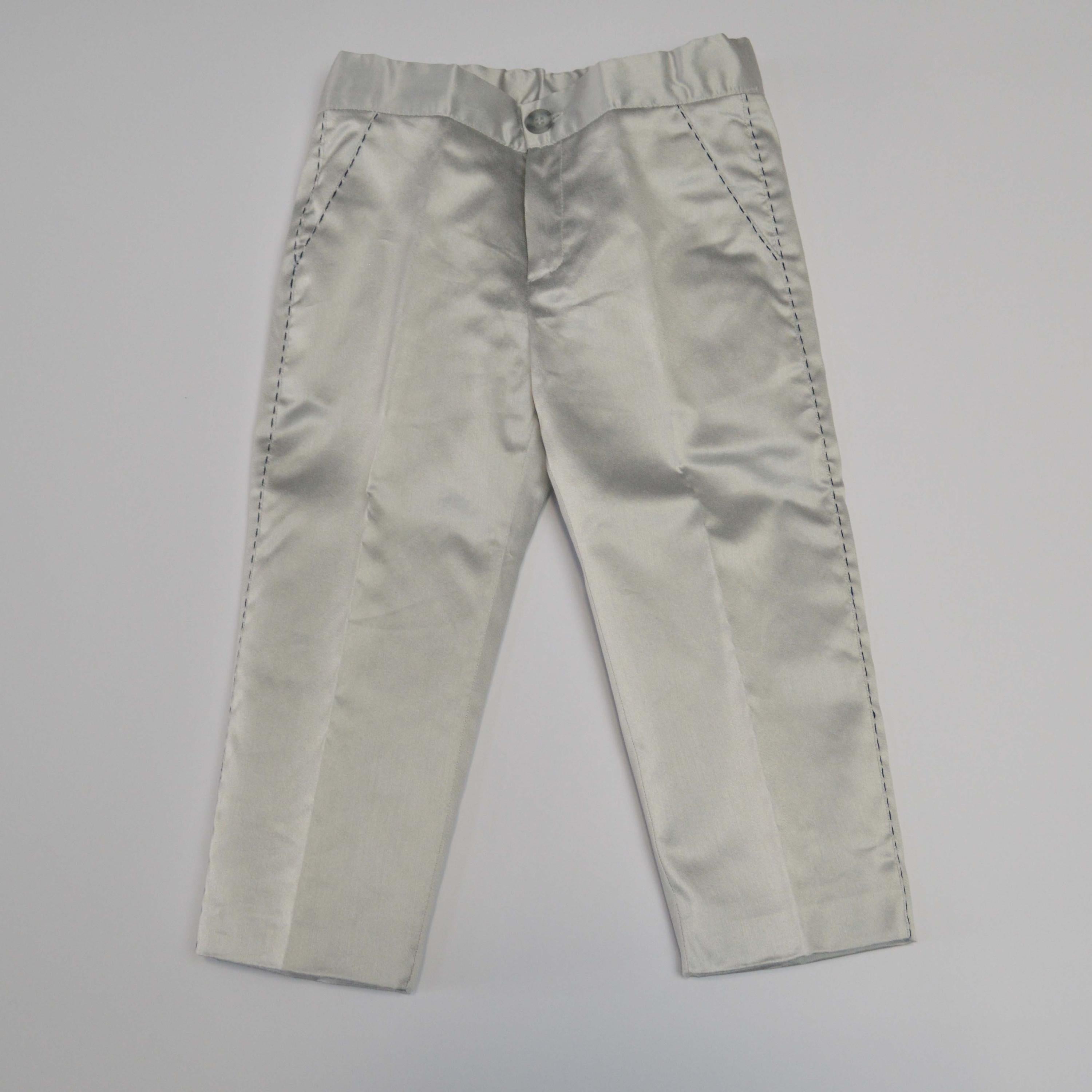 Completo con Giacca Elegante In Seta Blu e Grigio  Neonato Creazioni Luana 16403 - CREAZIONI LUANA - LuxuryKids