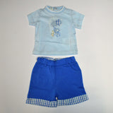 Completo con pantaloncino con Girocollo Neonato celeste Minibanda I631 - MINIBANDA - LuxuryKids