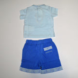 Completo con pantaloncino con Girocollo Neonato celeste Minibanda I631 - MINIBANDA - LuxuryKids