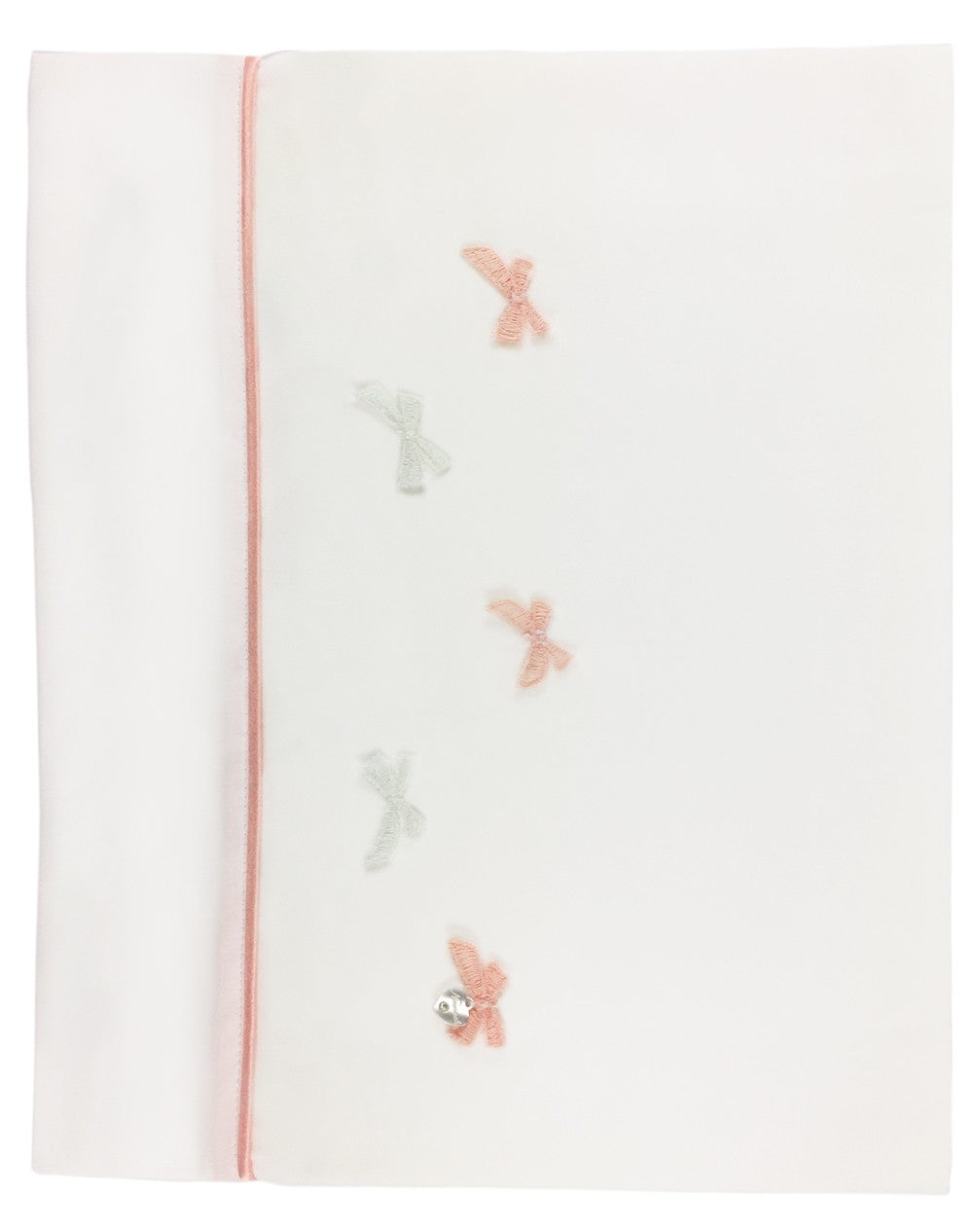 Completo Lenzuola Carrozzina in Cotone Bianco Fiocchettini Neonata NINNAOH E21LE2 - NINNAOH - LuxuryKids