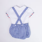 Completo Maglia e Pantaloncino Con Bretelle Celeste Neonato DEL SUR 0033 - DEL SUR - LuxuryKids