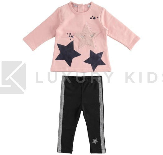 Completo Maxi Maglia E Leggings Con Stella Ecopelliccia Neonata Sarabanda K862 - SARABANDA - LuxuryKids