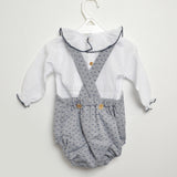 Completo Salopette e Camicia Blu-Bianco Per Neonato Paloma de la O JI8PT2 - PALOMA DE LA O - LuxuryKids