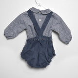 Completo Salopette e Camicia con Fantasia di Stelline Blu Per Neonato Paloma de la O LI8PT2 - PALOMA DE LA O - LuxuryKids