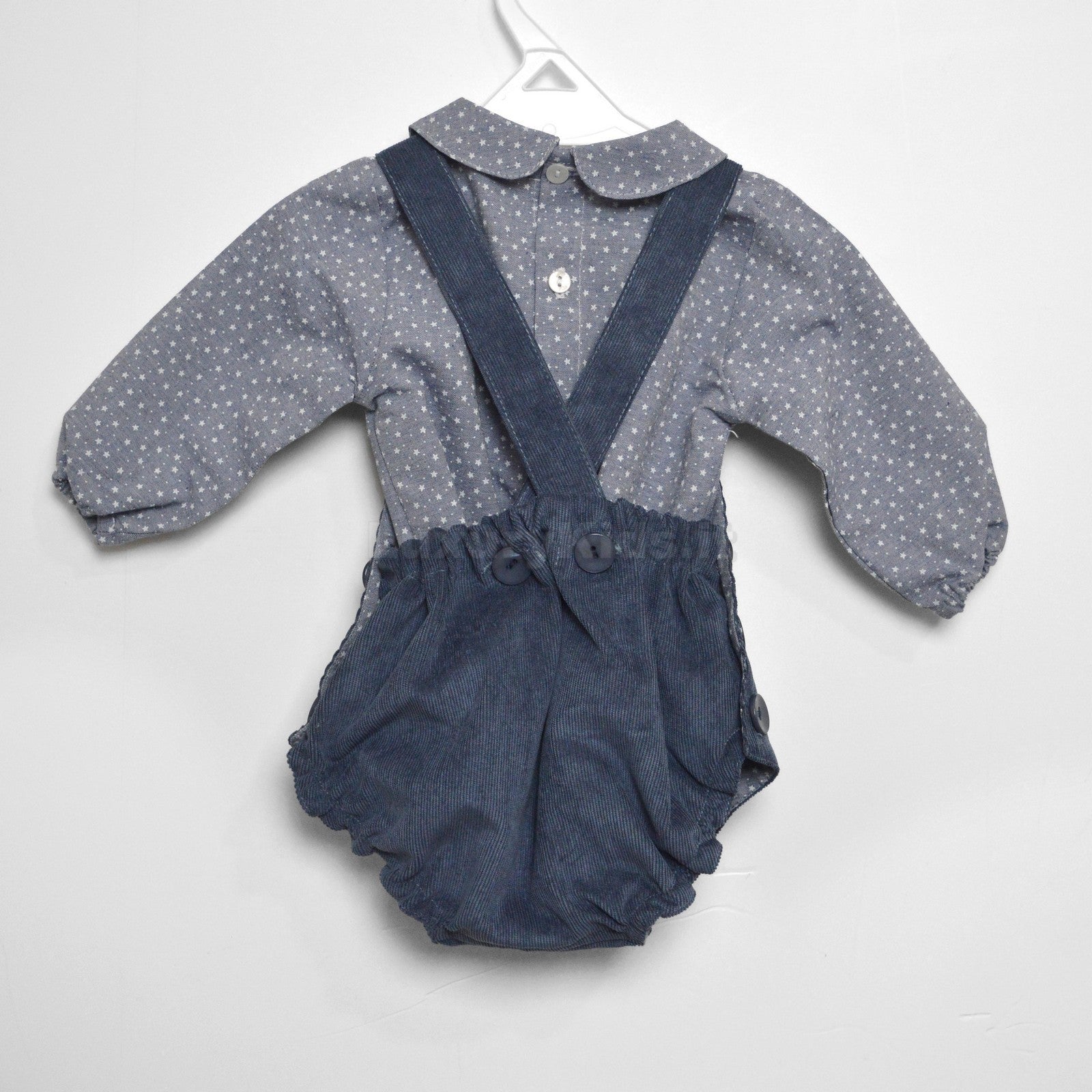Completo Salopette e Camicia con Fantasia di Stelline Blu Per Neonato Paloma de la O LI8PT2 - PALOMA DE LA O - LuxuryKids