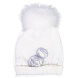 Completo Sciarpa E Cappello In Misto Lana Con Pon Pon Originale Panna Neonata Made In Italy BUFI 9866SC-00 - BUFI - LuxuryKids