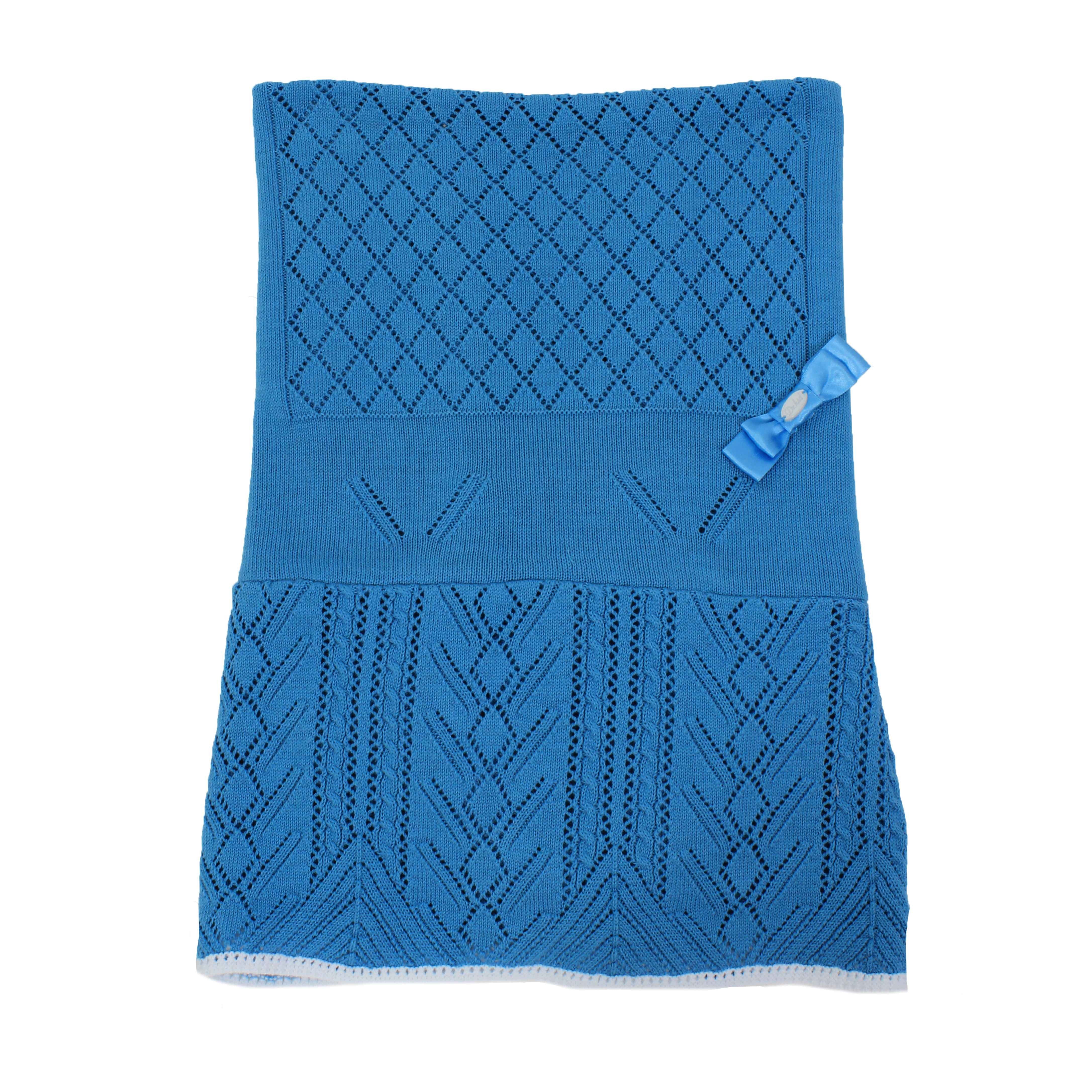 Coperta Corredino In Filo di Cotone Turchese-Bianca Neonato Dr.KID DK119 - DR.KID - LuxuryKids